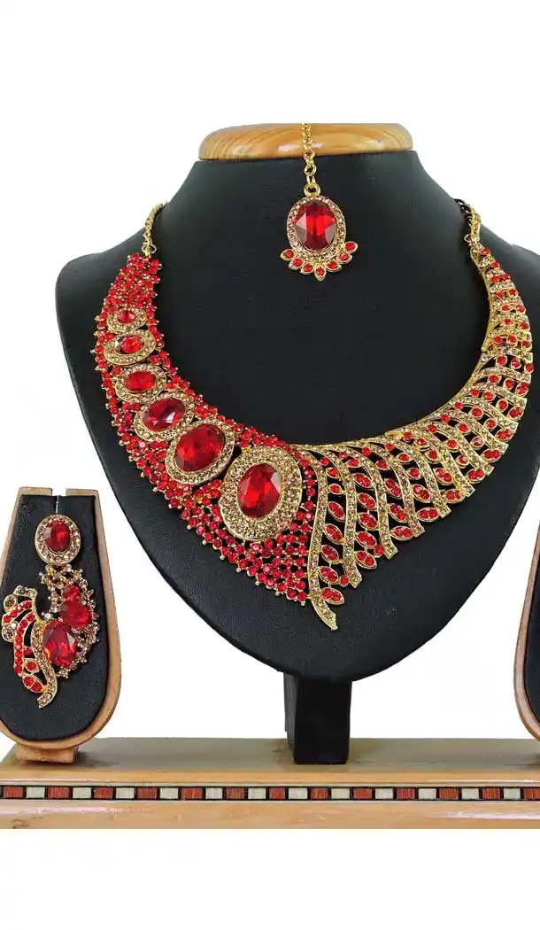 Incredible Multi Color Alloy Stone Designer Traditional Necklaces Set -807898589