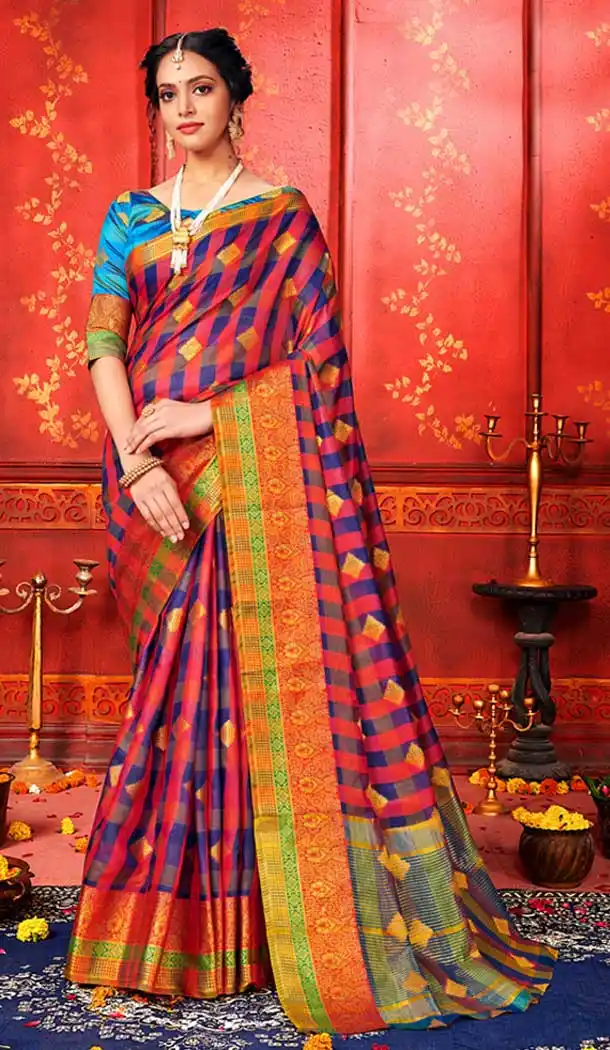 Sky Blue Color Art Silk Casual Office Wear Saree Blouse -811298929