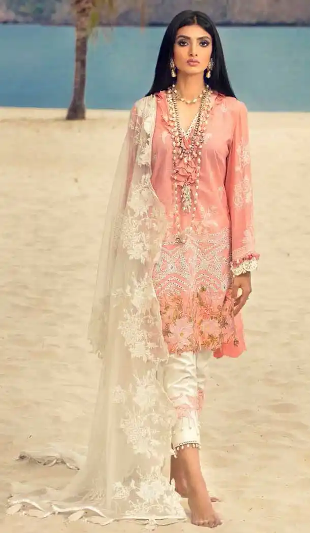 Peach Color Cotton Heavy Designer Pakistani Style Salwar Kameez -811498940