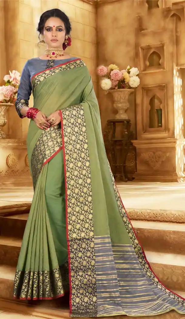 Sea Green Color Khadi Silk Casual Festive Wear Women Saree -813799134