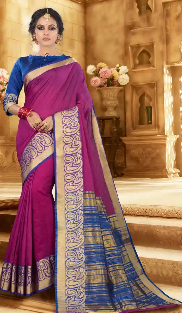 Beautiful Violet Color Khadi Silk Casual Festive Wear Women Saree -813799137