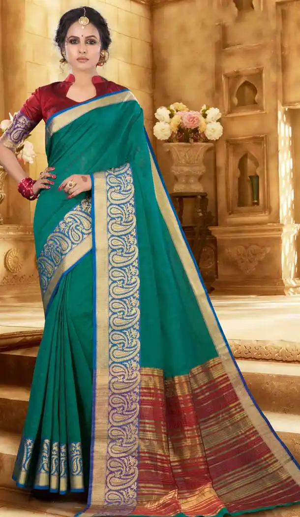 Fantastic Green Color Khadi Silk Casual Festive Wear Women Saree -813799139