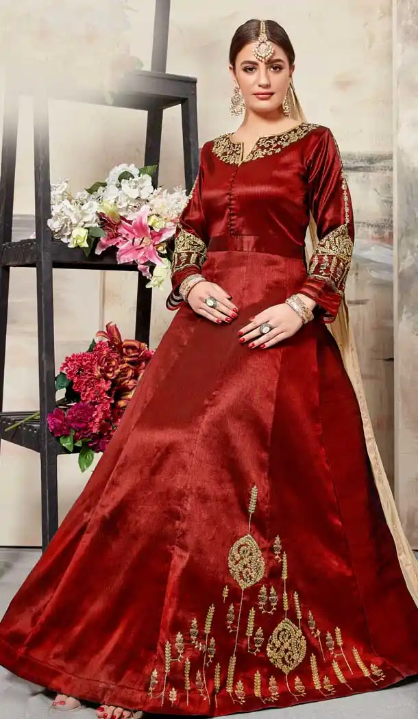 Red Color Mulberry Silk Pakistani Festive Wear Salwar Kameez -814399198
