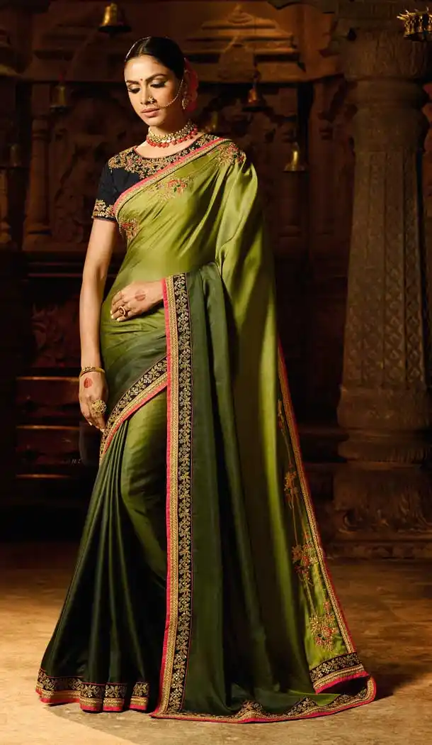 Green Color Silk Designer Traditional Party Wear Saree Blouse -814499202