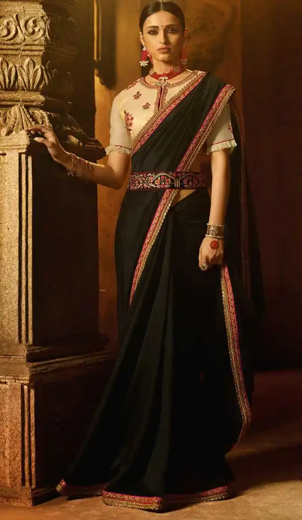 Tantalizing Black Color Silk Designer Traditional Party Wear Saree Blouse -814499204