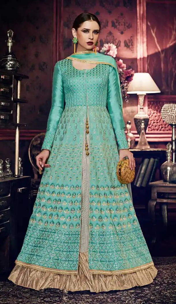 Rama Green Color Handloom Silk Designer Party Wear Salwar Kameez -814699212