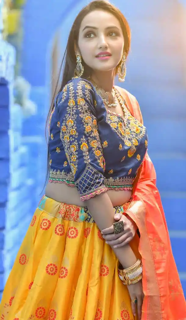 Yellow Color Banarasi silk Designer Traditional Wear Lehenga Choli -814999235