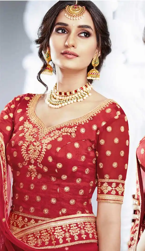 Red Color Bhagalpuri Heavy Wedding Wear Bridal Lehenga Choli -816199367