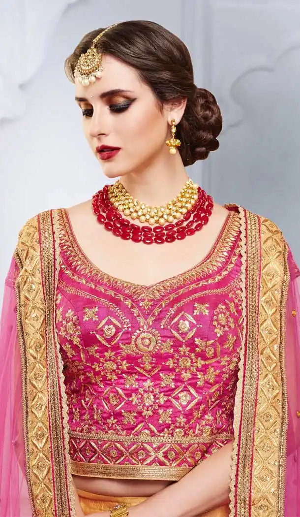 Chiku Color Paris Silk Heavy Wedding Wear Bridal Lehenga Choli -816199371