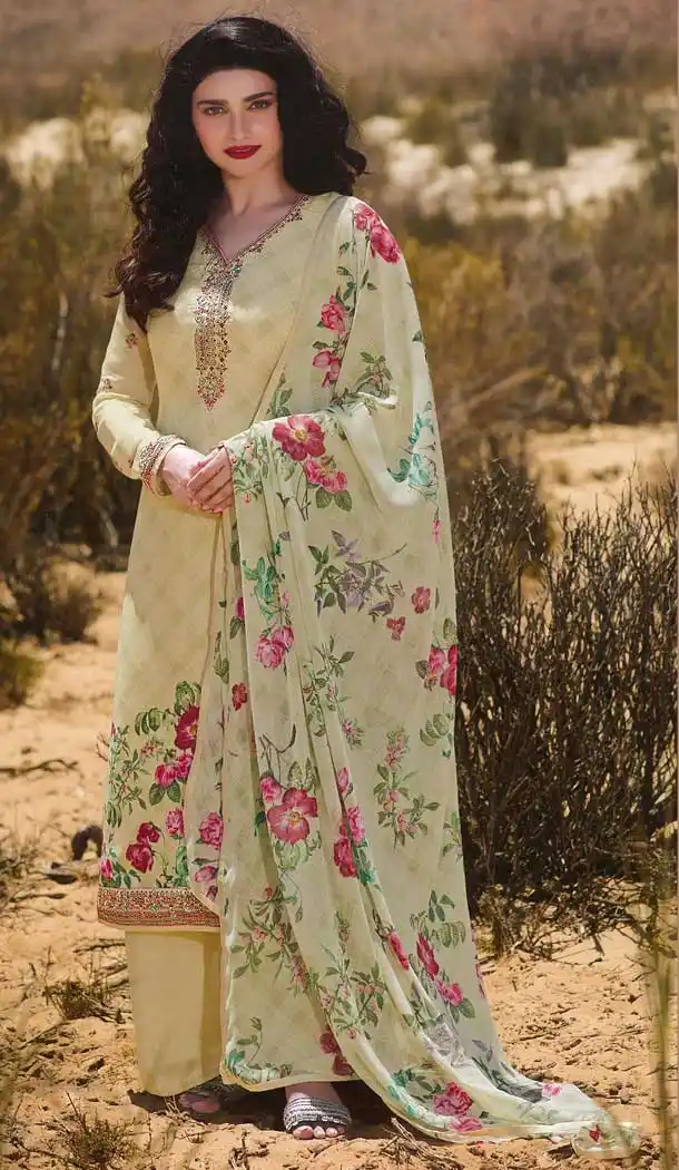 Bollywood Celebrity Prachi Design Beige Color Royal Crepe Party Dress -815499269