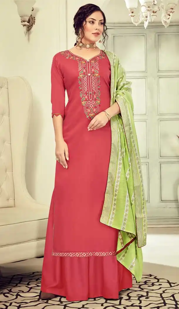 Orange Color Pure Jam Cotton Party Wear Palazzo Salwar Kameez -817699492