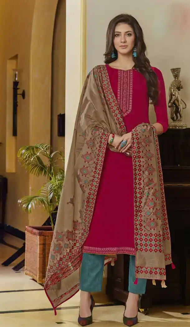 Pink Color Muslin Casual Party Wear Women Salwar Kameez -817899501