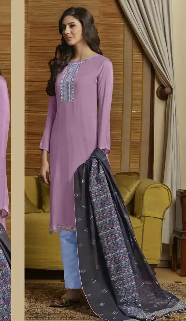 Purple Color Muslin Casual Party Wear Women Salwar Kameez -817899505