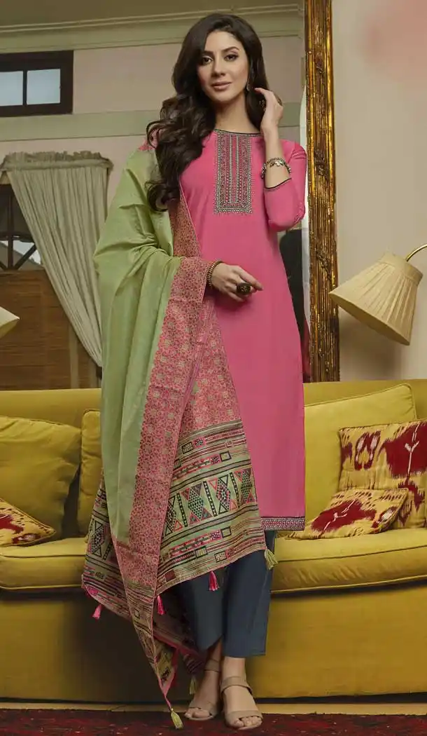 Pink Color Muslin Casual Party Wear Women Salwar Kameez -817899507