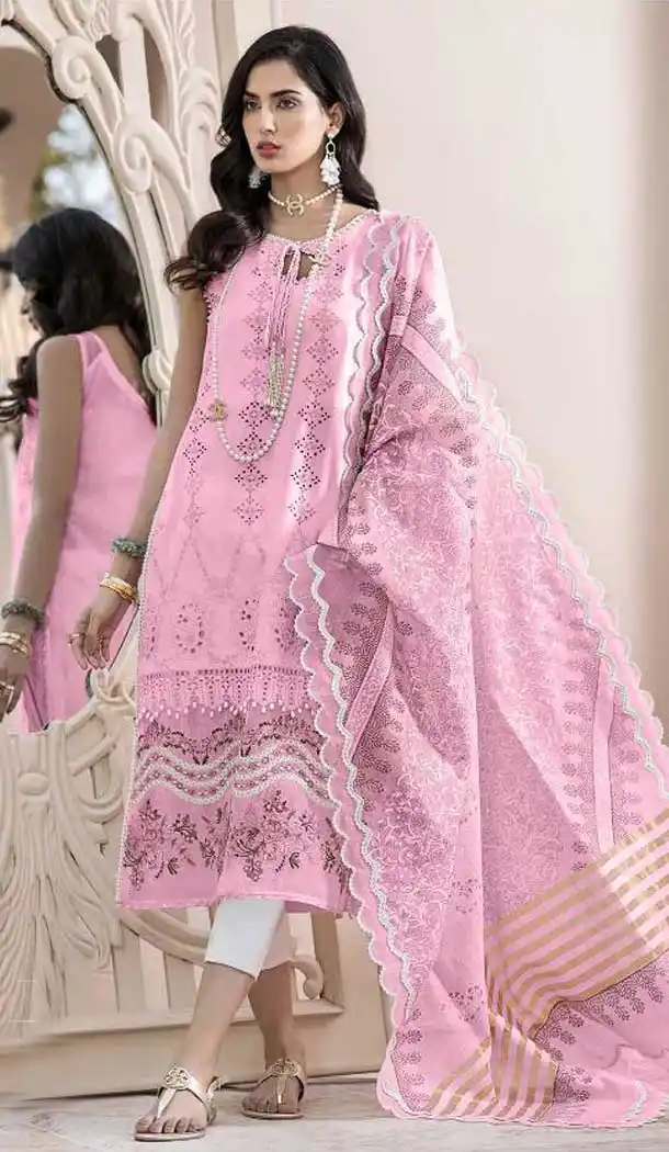 Pink Color Pure Cotton Pakistani Style Casual Wear Salwar Kameez -818399533