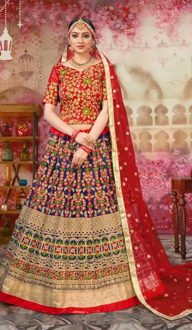 Blue Color Heavy Net Heavy Designer Wedding Wear Lehenga Choli -818499538