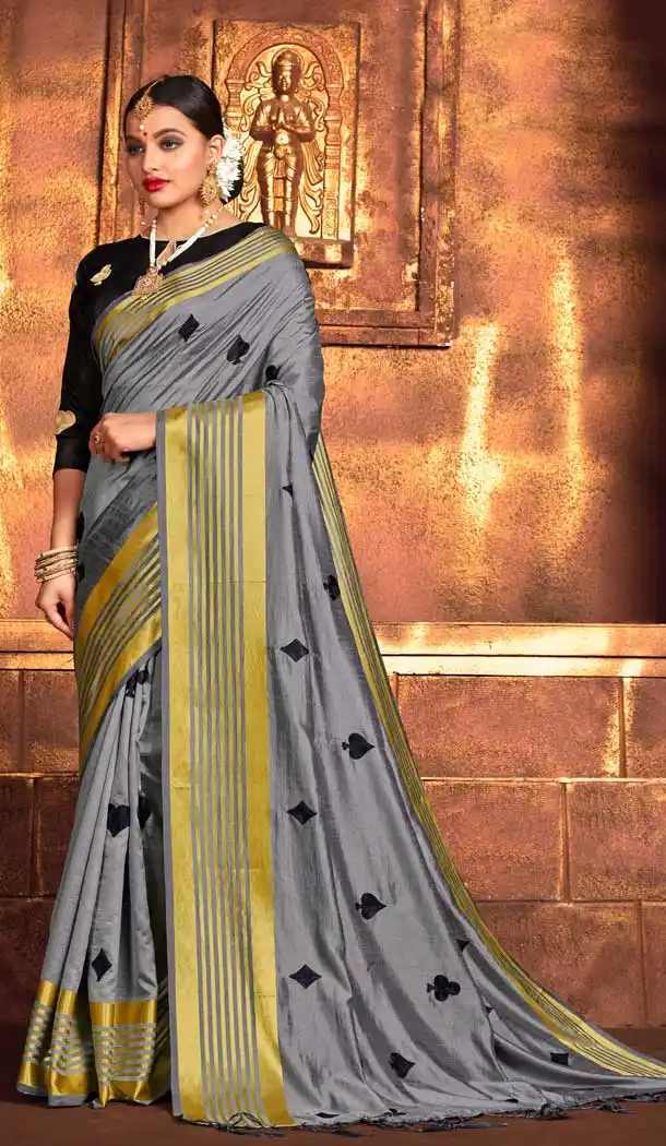 Grey Color Sana Silk Casual Office Wear Plus Size Saree Blouse -819399632