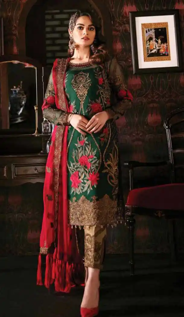 Green Color Georgette Designer Party Wear Pakistani Salwar Kameez -820199711