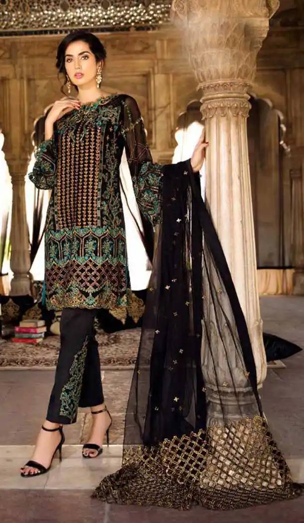 Black Color Georgette Embroidery Party Wear Pakistani Salwar Kameez -820299715