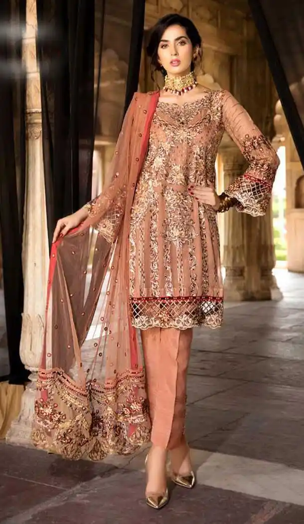 Peach Color Georgette Embroidery Party Wear Pakistani Salwar Kameez -820299717
