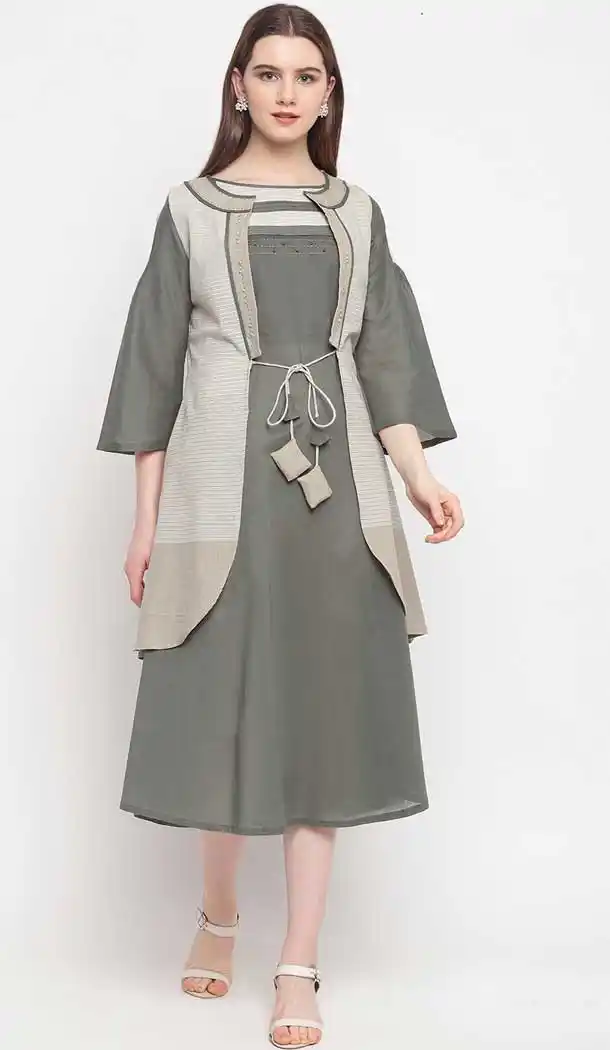 Grey Color Rayon Casual Party Wear Plus Size Readymade Kurti -821999915