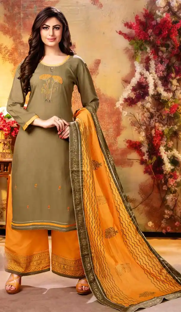 Mehedi Green Color Rayon Ready Made Designer Party Wear Palazzo Suit -822899992