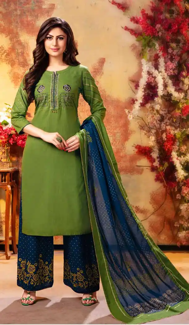 Green Color Rayon Ready Made Designer Party Wear Palazzo Suit -822899995