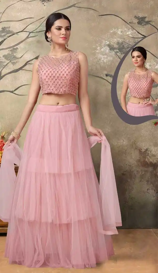 Light Pink Color Net Fancy Designer Wear Readymade Lehenga Choli -8233100020