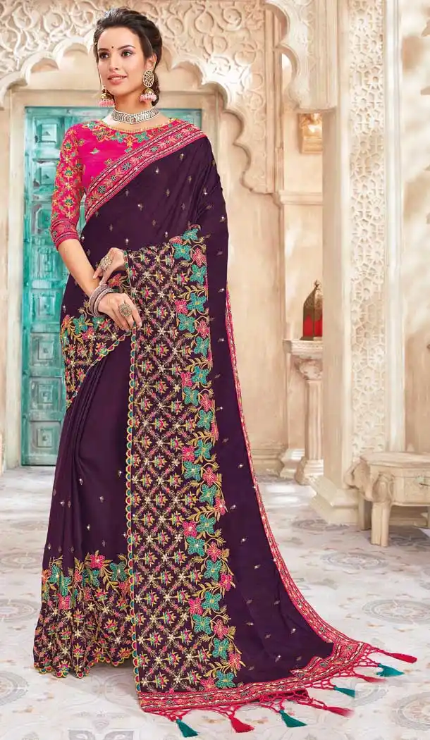 Purple Color Chanderi Silk Heavy Designer Traditional Wear Saree -8242100116
