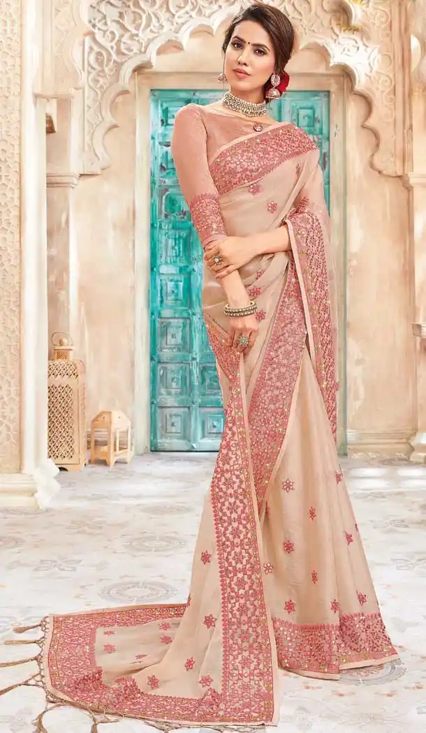 Chiku Color Chanderi Silk Heavy Designer Traditional Wear Saree -8242100117