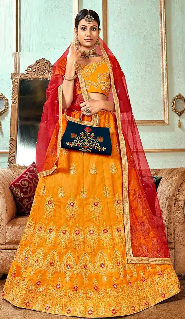 Yellow Color Banglori Silk Traditional Party Wear Women Lehenga Choli -8247100165