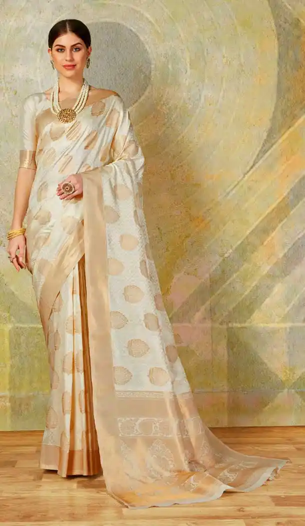 Off White Color Heavy Weaving Silk Designer Traditional Saree Blouse -8258100228