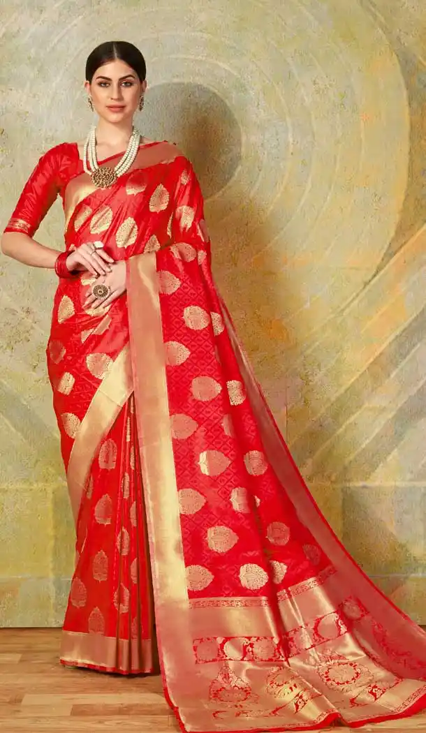 Red Color Heavy Weaving Silk Designer Traditional Saree Blouse -8258100229