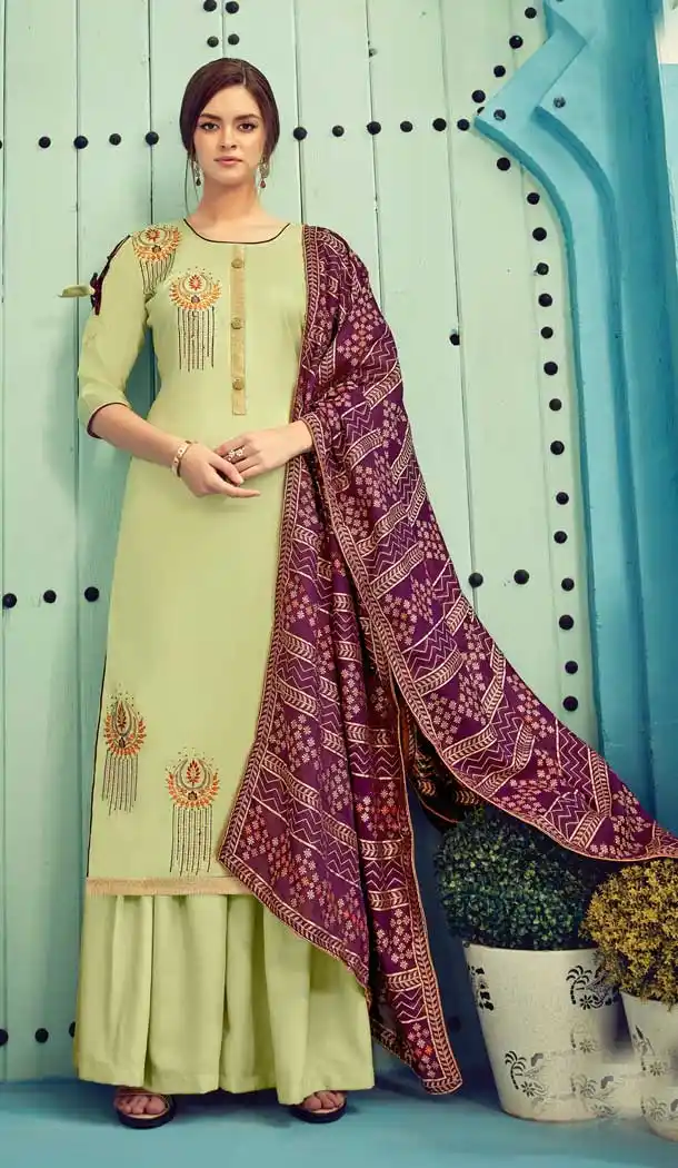 Pista Color Pure Viscose Maslin Evening Party Wear Plazzo Suit -8267100352