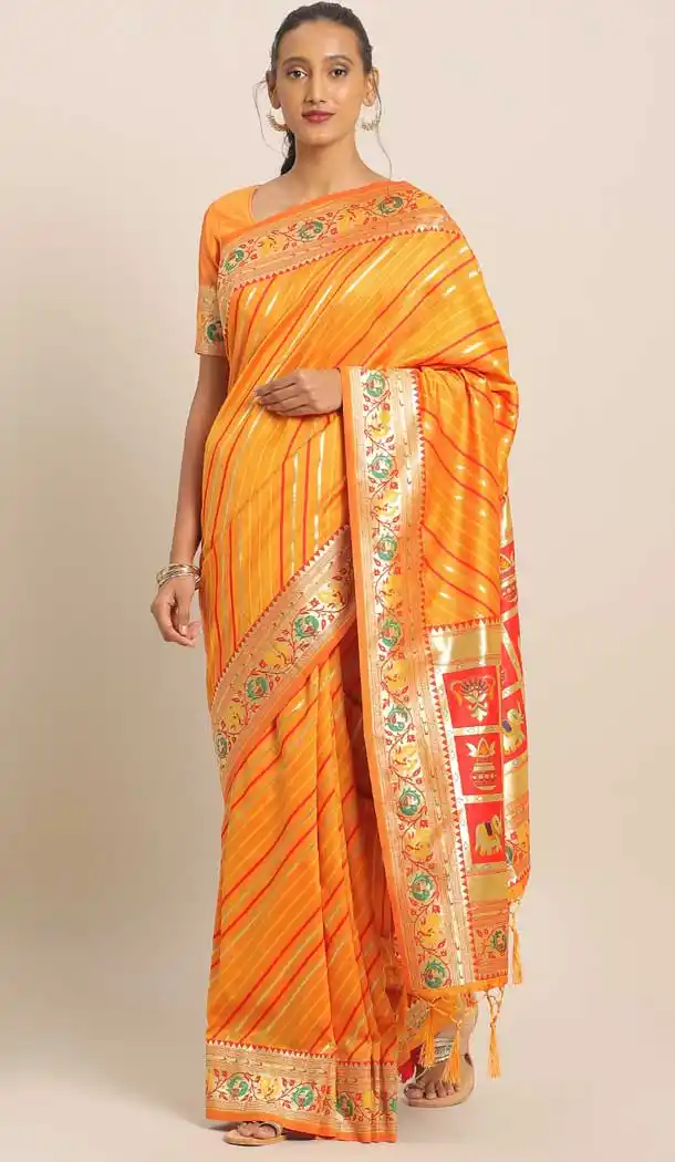 Yellow Color Banarasi Silk Designer Wedding Wear Saree Blouse -8282100457