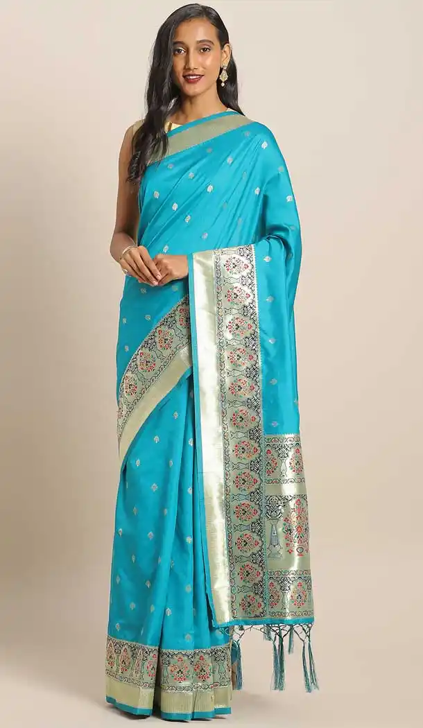 Sky Blue Color Banarasi Silk Designer Wedding Wear Saree Blouse -8282100460