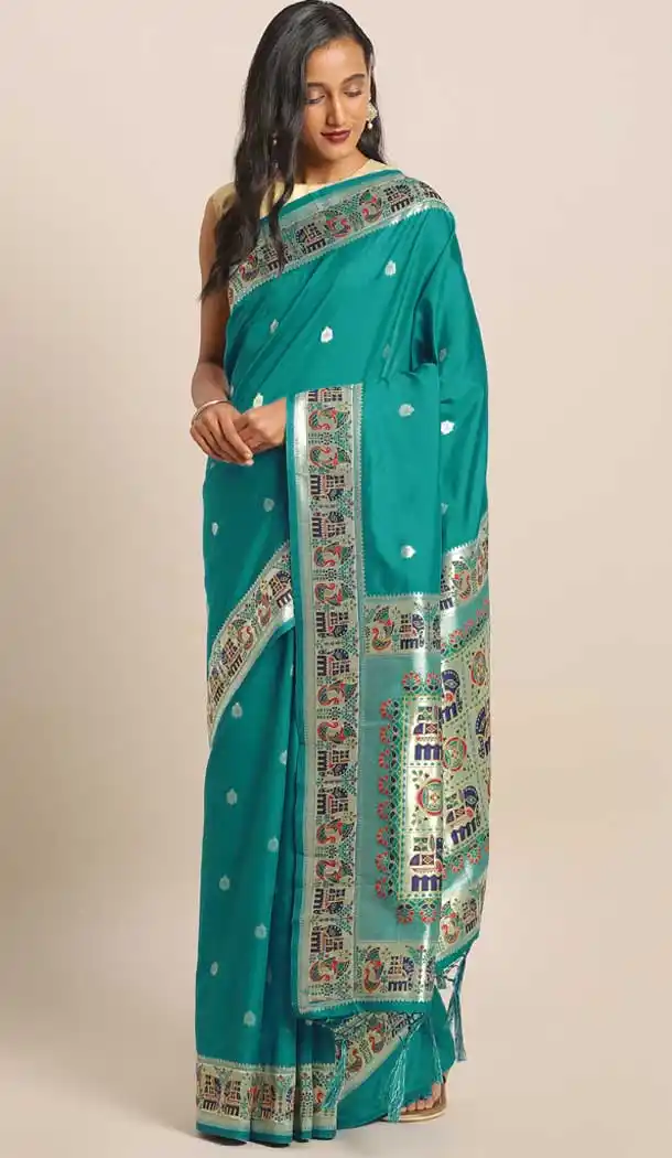 Rama Green Color Banarasi Silk Designer Wedding Wear Saree Blouse -8282100461