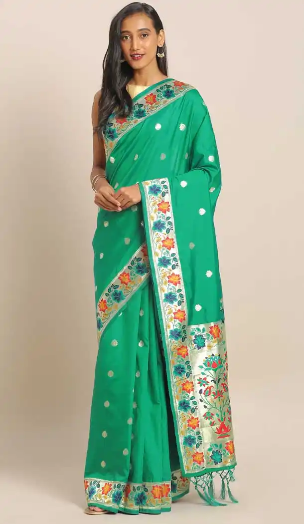 Green Color Banarasi Silk Designer Wedding Wear Saree Blouse -8282100469