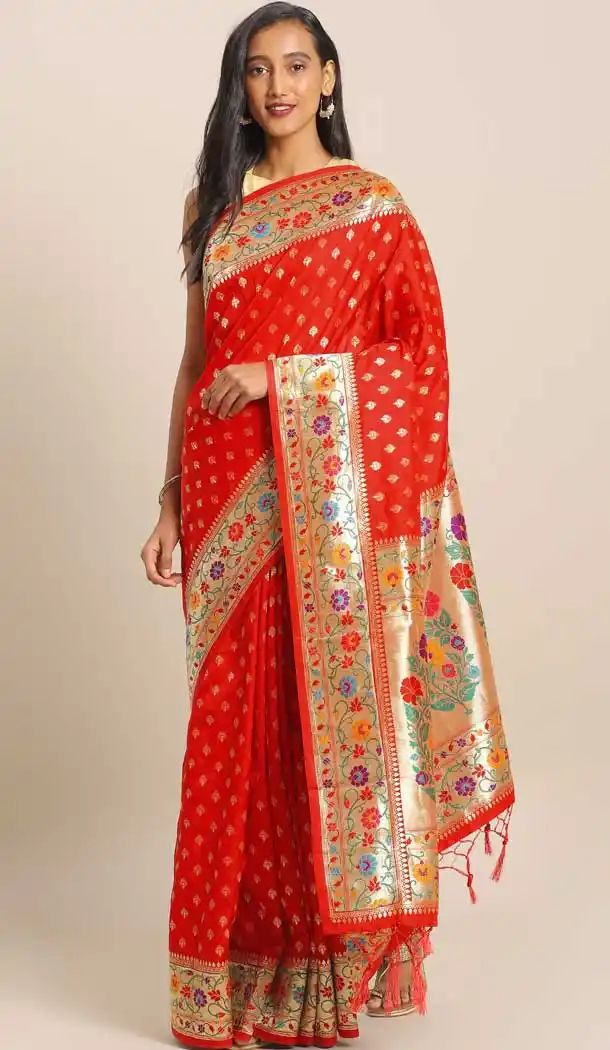 Red Color Banarasi Silk Designer Wedding Wear Saree Blouse -8282100471
