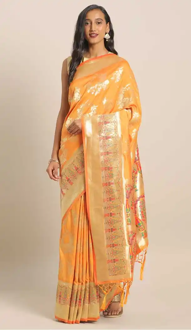 Exquisite Yellow Color Banarasi Silk Designer Wedding Wear Saree Blouse -8282100473