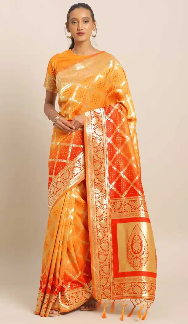 Yellow Color Banarasi Silk Designer Wedding Wear Saree Blouse -8282100476