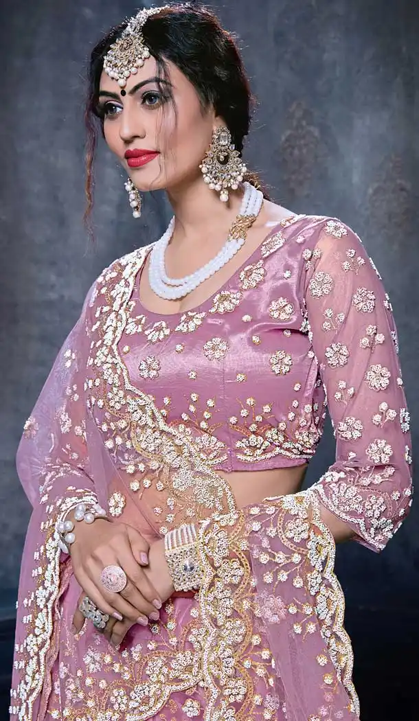 Light Violet Color Net Heavy Designer Wedding Lehenga Choli -8292100594