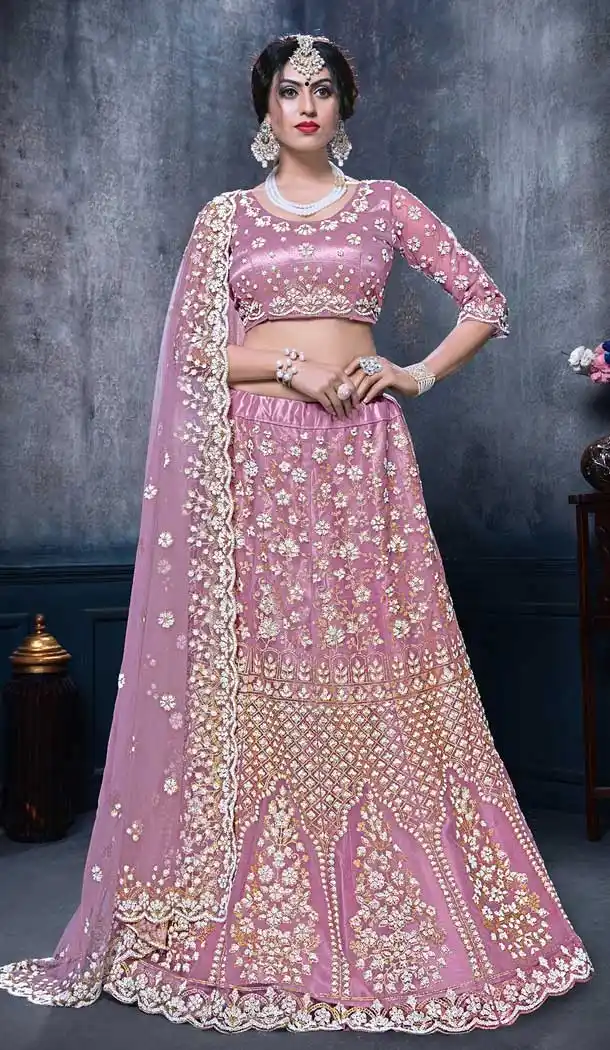 Light Violet Color Net Heavy Designer Wedding Lehenga Choli -8292100594