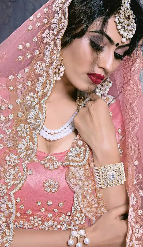Light Pink Color Net Heavy Designer Wedding Lehenga Choli -8292100596