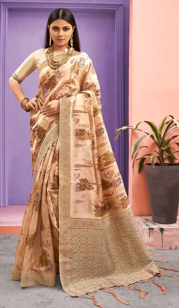 Multi Color Silk Digital Printed Party Wear Festive Wear Saree -8354101163