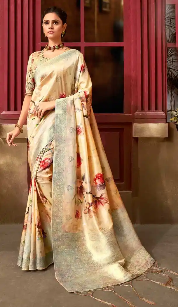 Multi Color Silk Digital Printed Party Wear Festive Wear Saree -8354101165