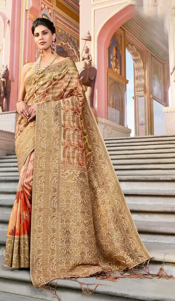 Multi Color Silk Digital Printed Party Wear Festive Wear Saree -8354101169