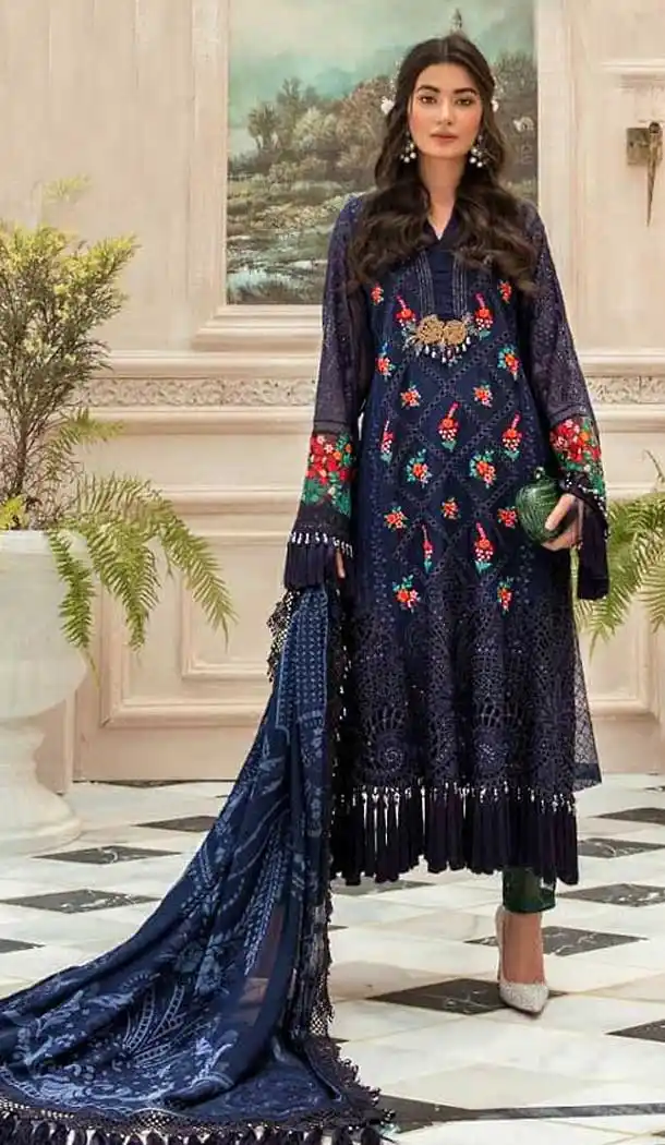 Navy Blue Color Faux Georgette Designer Party Wear Pakistani Style Salwar Suit -8362101213