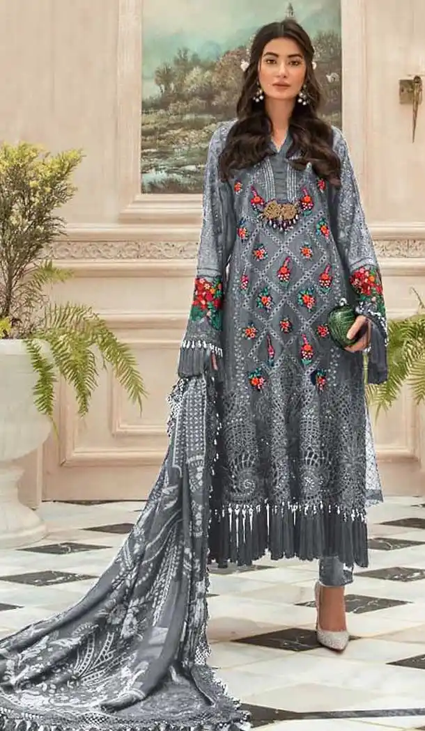 Grey Color Faux Georgette Designer Party Wear Pakistani Style Salwar Suit -8362101214