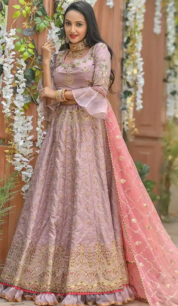 Berry Color Adda Silk Bridal Wedding Wear Lehenga Choli -8370101267